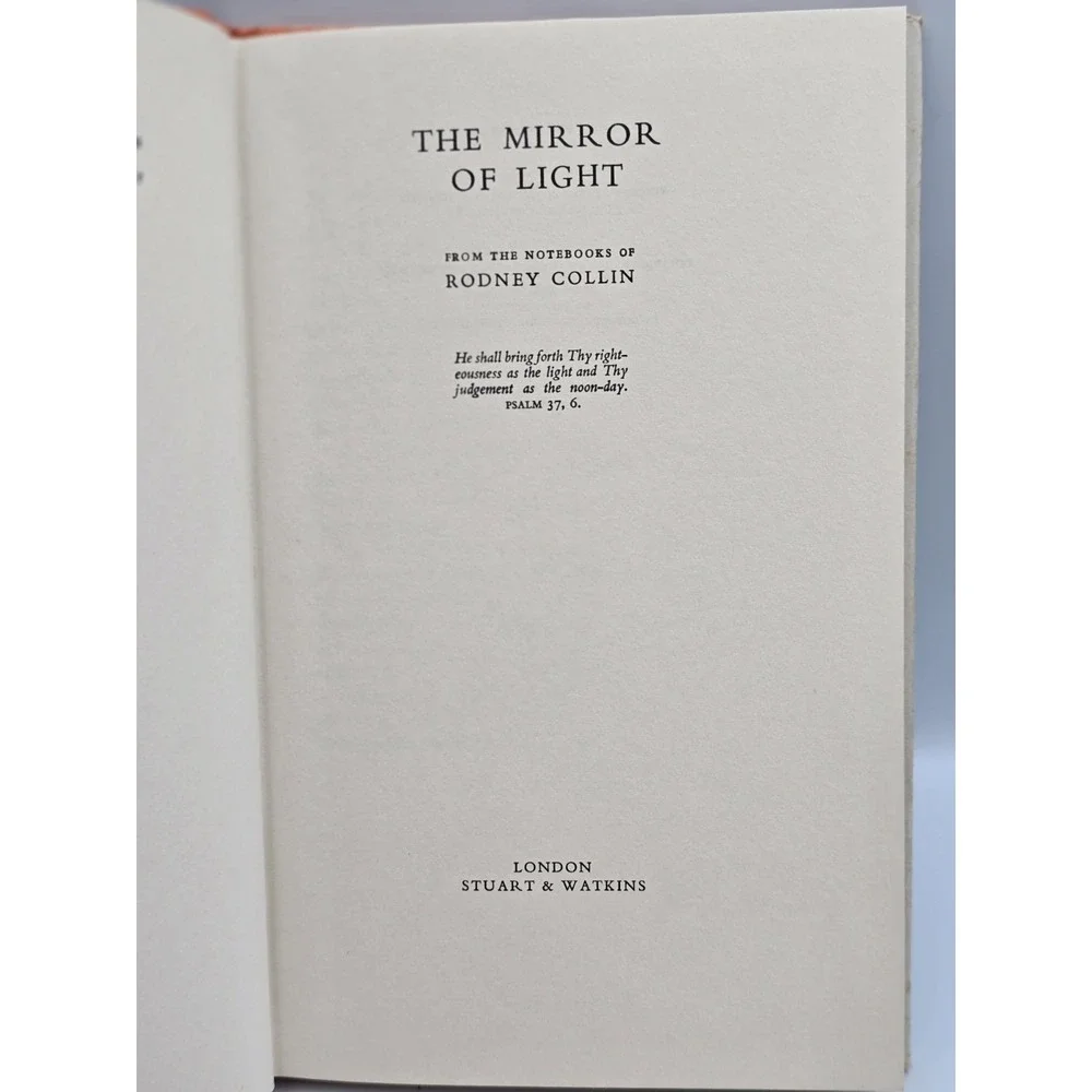The Mirror of Light Rodney‎ Collin, Excellent Condition,  1968